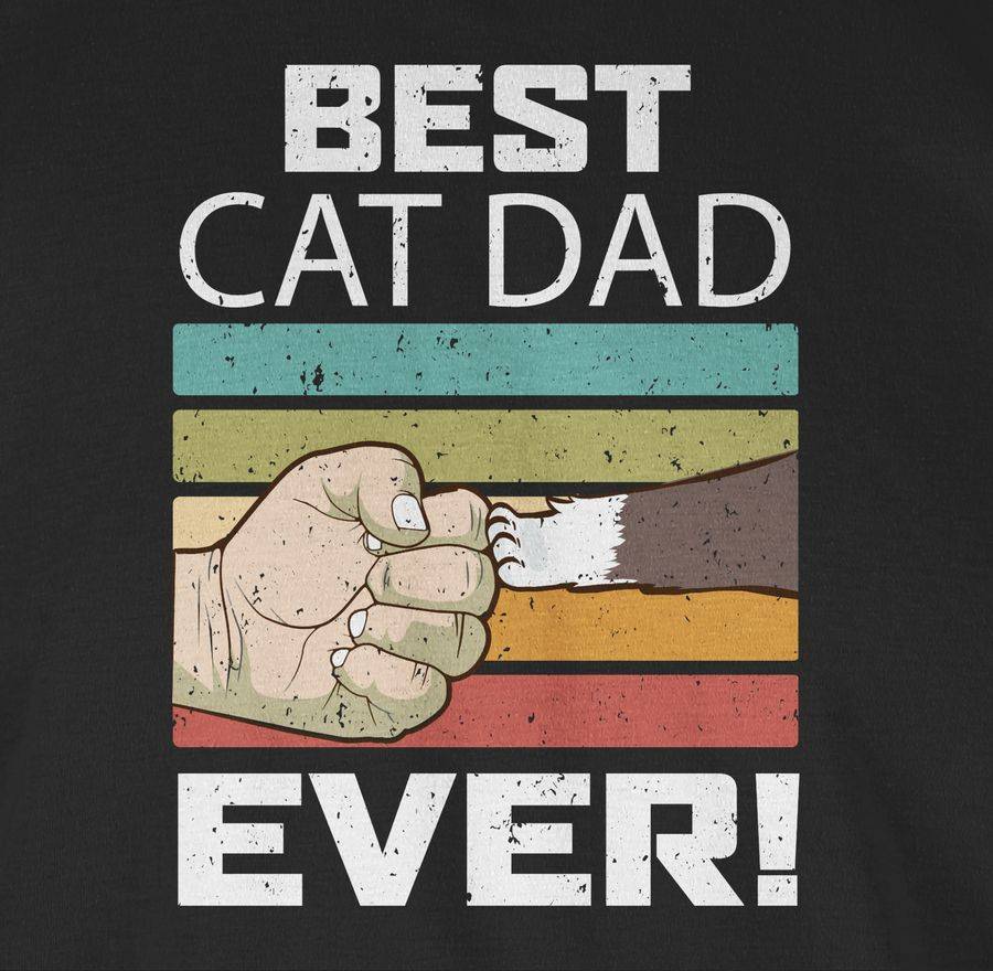 Shirtracer Best Cat Dad Ever - Vintage Weiß: T-Shirt Turnbeutel Shirtracer