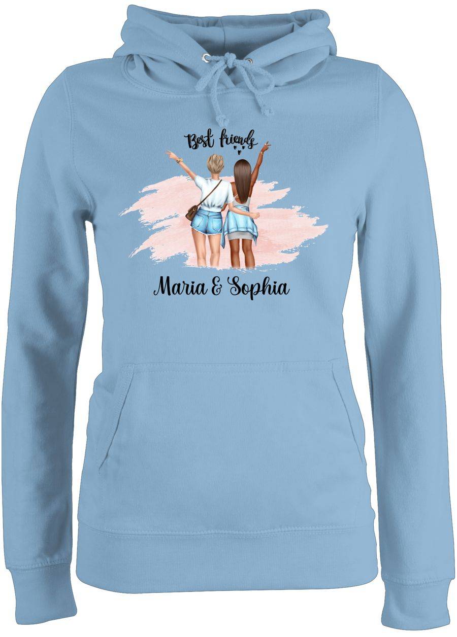 Shirtracer Best friends Hände Peace mit Name Freundinnen: T-Shirt Rucksack Shirtracer