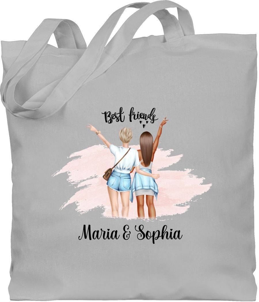 Shirtracer Best friends Hände Peace mit Name Freundinnen: T-Shirt Rucksack Shirtracer