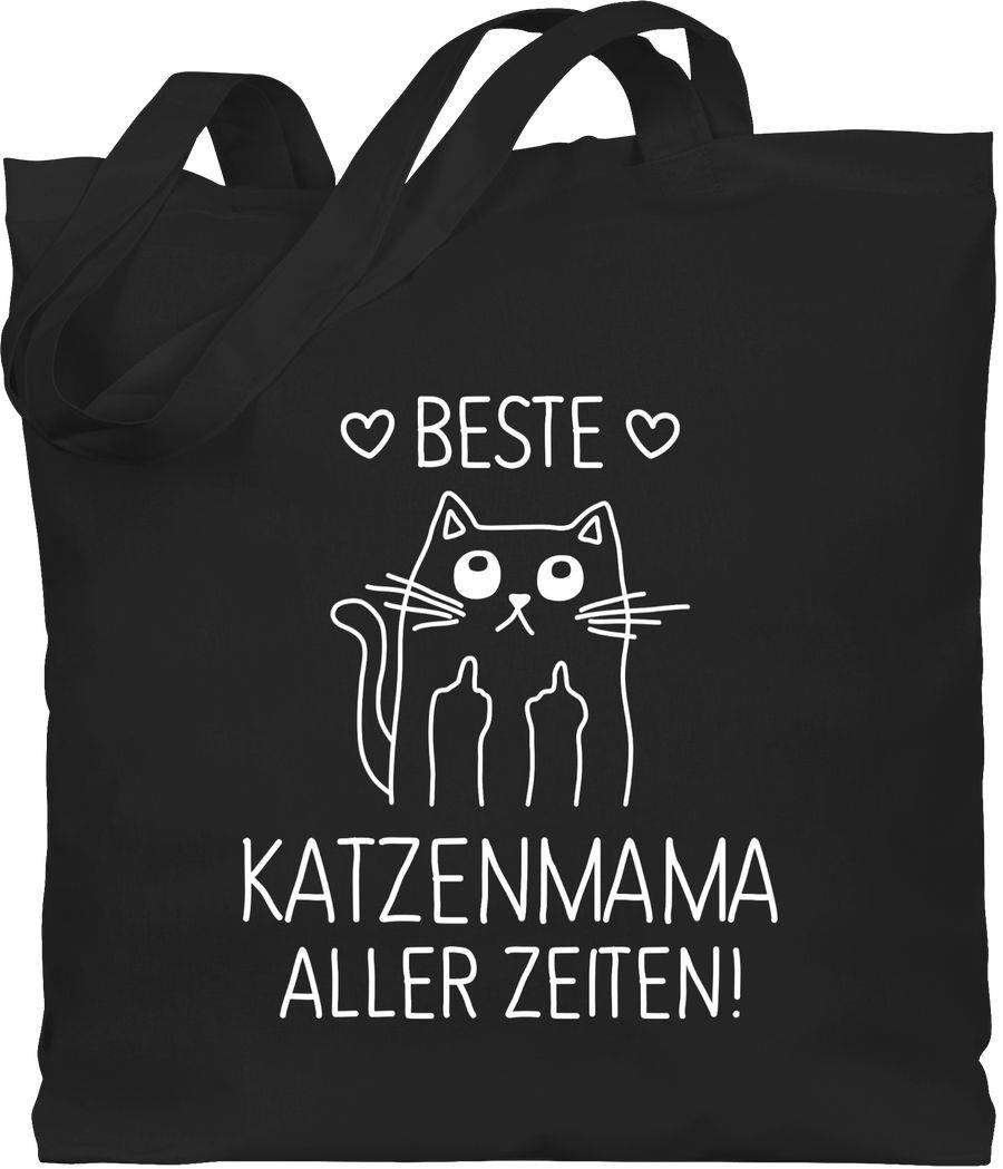 Shirtracer Beste Katzenmama aller Zeiten weiß: Tshirt Turnbeutel Shirtracer
