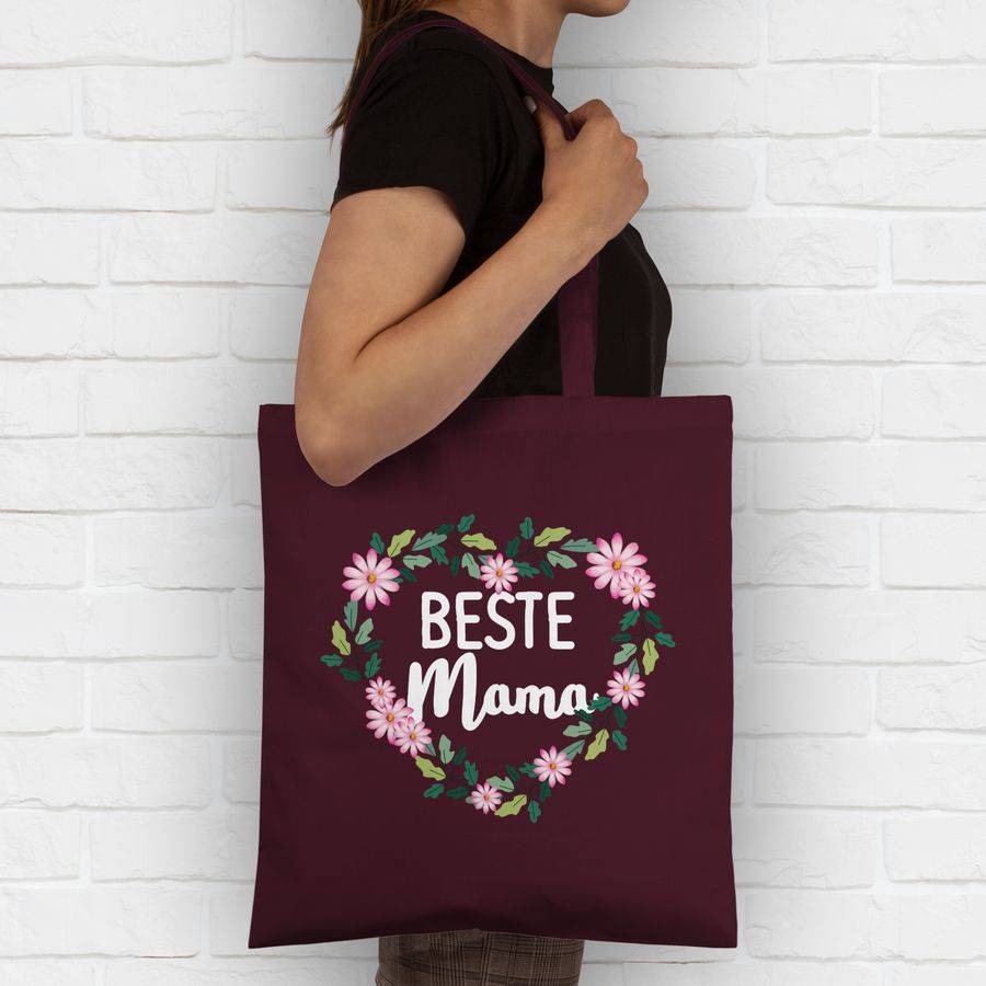 Shirtracer Beste Mama Blumenherz - Weiß: Tshirt Gym Bag Shirtracer