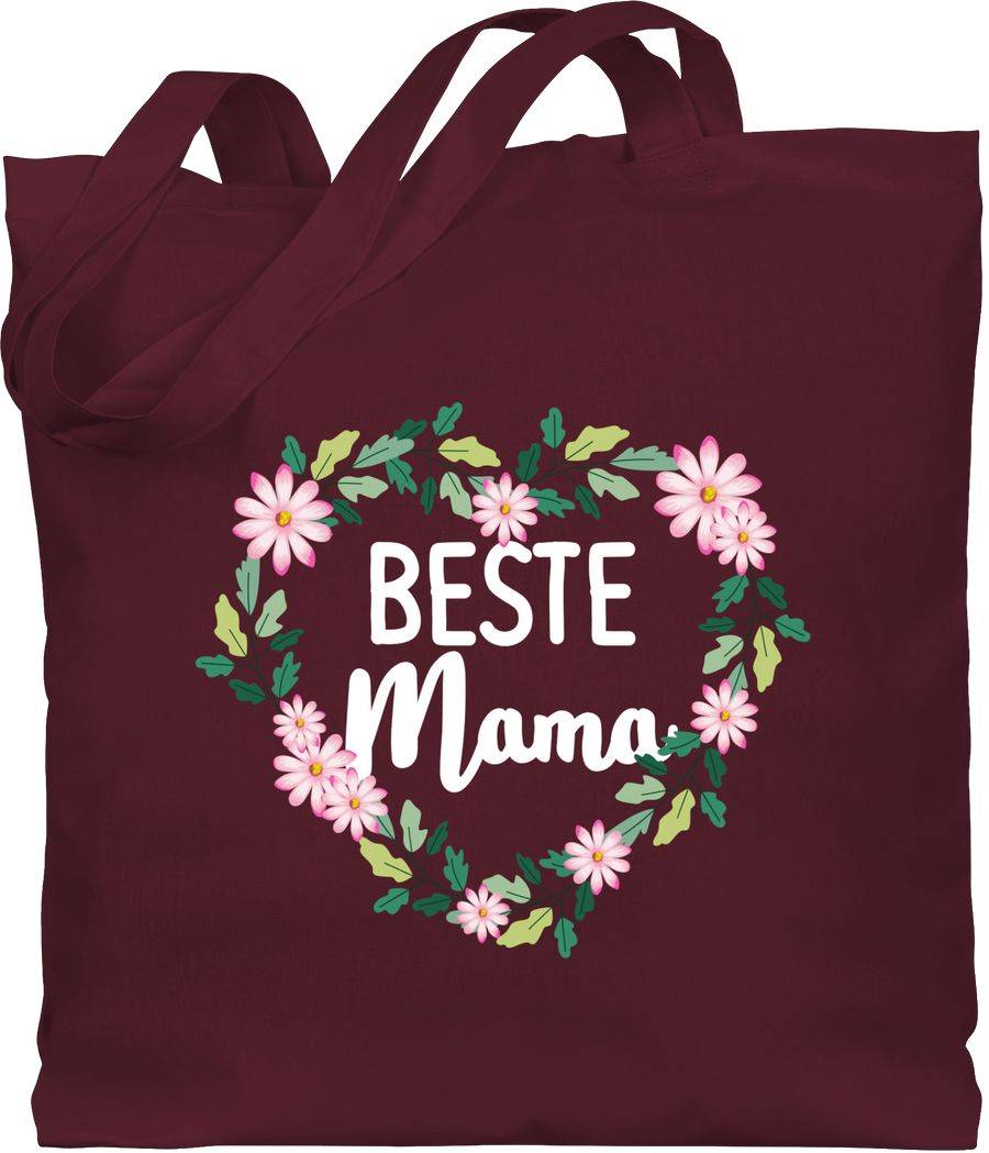 Shirtracer Beste Mama Blumenherz - weiß: Tshirt Gym Bag Shirtracer