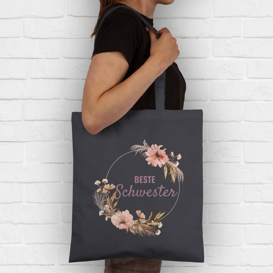 Shirtracer Beste Schwester Trockenblumenkranz Boho Aquarell: T-Shirt Rucksack Shirtracer