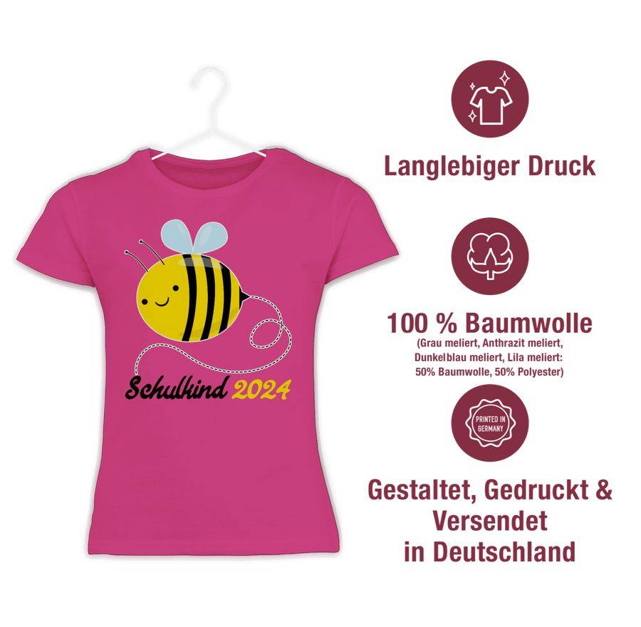 Shirtracer Biene Schulkind 2024: Tshirt Turnbeutel Shirtracer