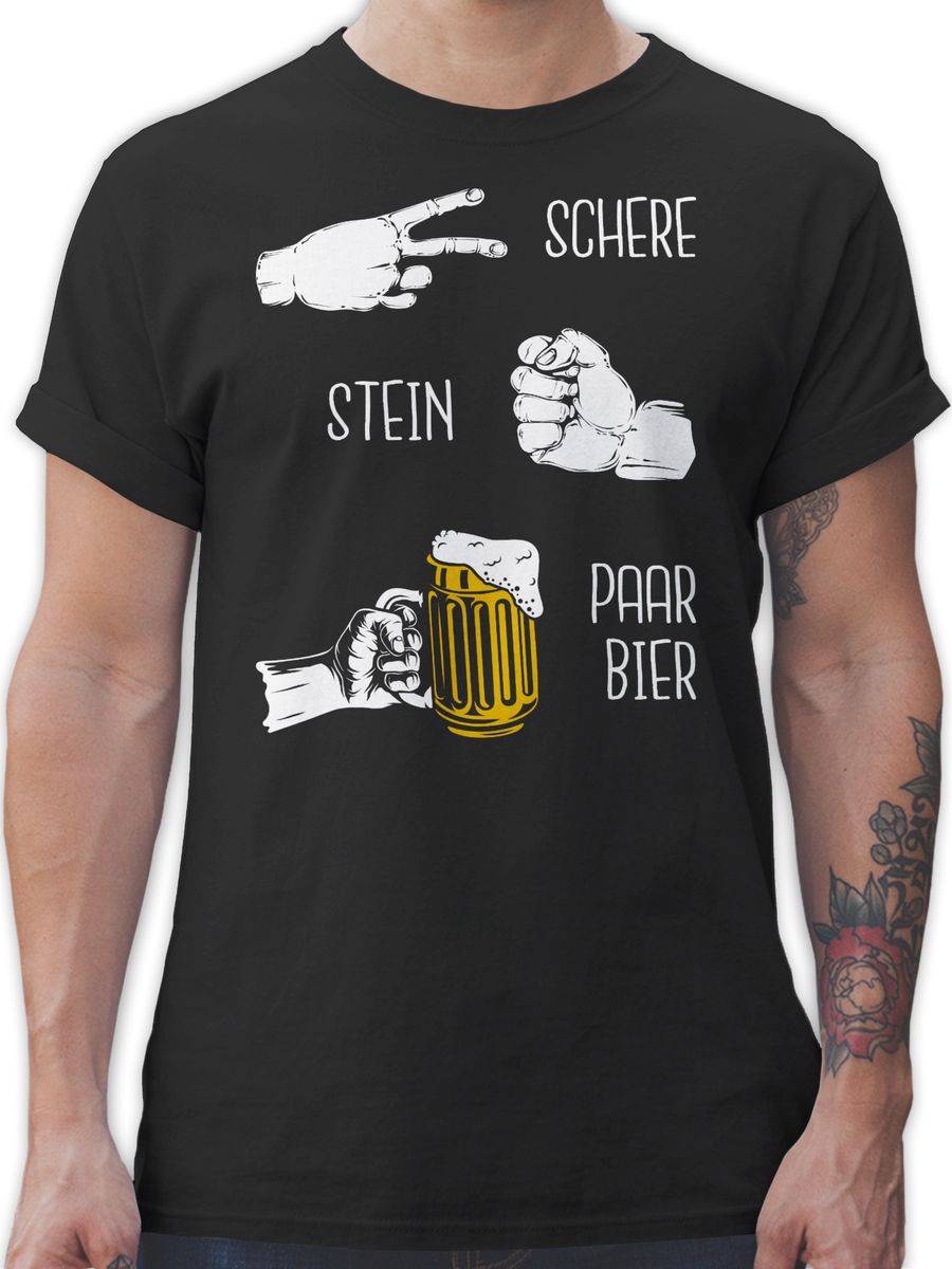 Shirtracer Biergeschenke Lustig - Schere Stein Bier - Hopfen - Herrentag Geschenk: T-Shirt Shirtracer