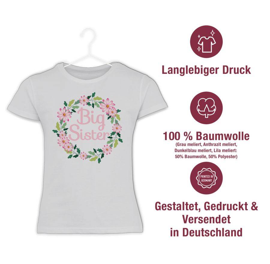 Shirtracer Big Sister Mit Blumenkranz Shirts & Mehr Shirtracer