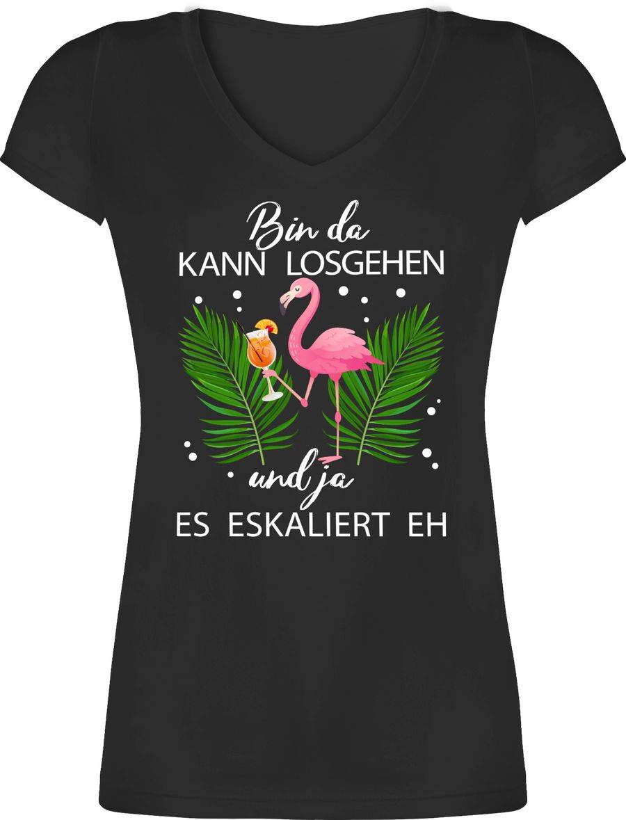Shirtracer Bin da kann losgehen und ja es eskaliert eh - Flamingo Kostüm Lustig Mallorca Shirtracer