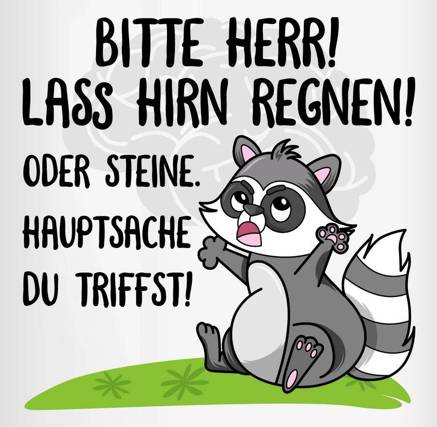Shirtracer Bitte Herr! Lass Hirn Regnen! Oder Steine Hauptsache Du Triffst Waschbär: T-Shir Shirtracer