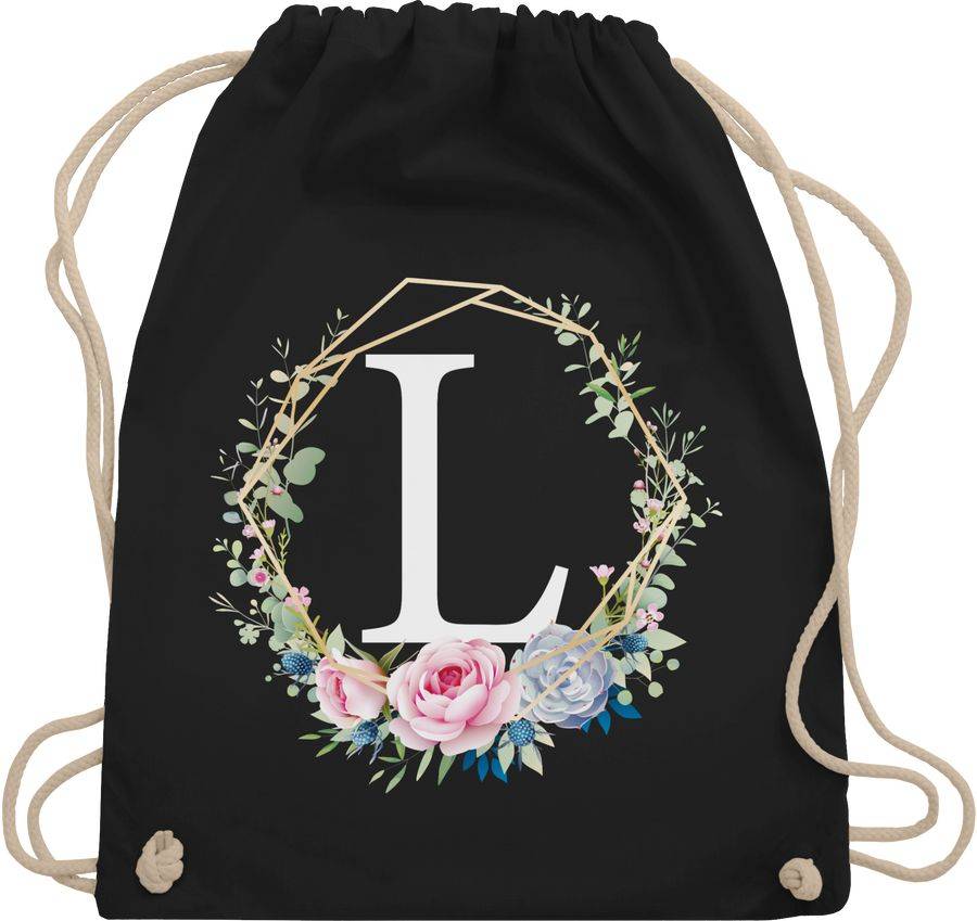 Shirtracer Blumenkranz mit Buchstabe L: Tshirt Turnbeutel Shirtracer