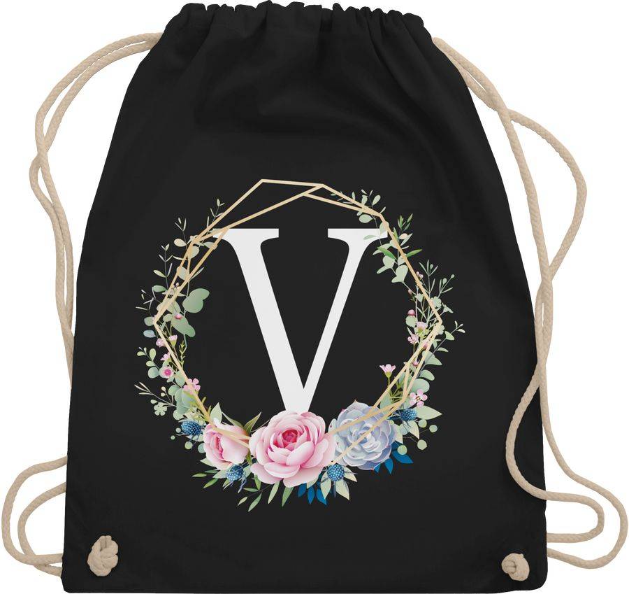 Shirtracer Blumenkranz mit Buchstabe V: Tshirt Rucksack Shirtracer