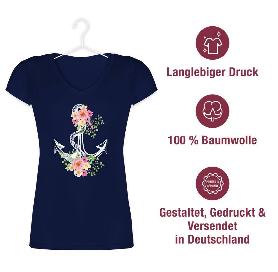Shirtracer Blumiger Anker - Weiß: T-Shirt Turnbeutel Shirtracer