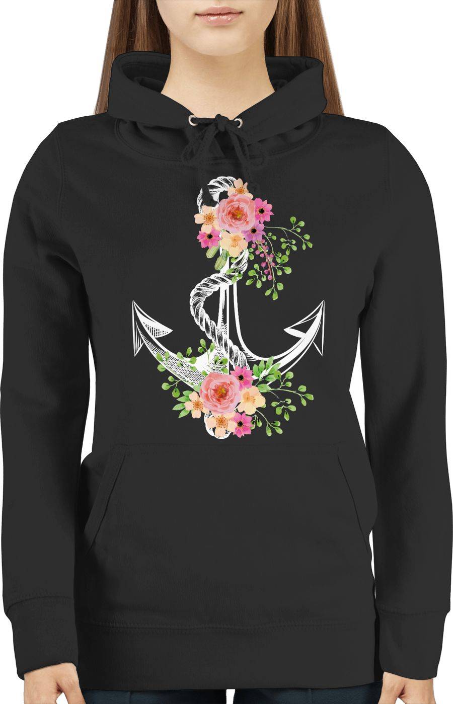 Shirtracer Blumiger Anker - Weiß: T-Shirt Turnbeutel Shirtracer