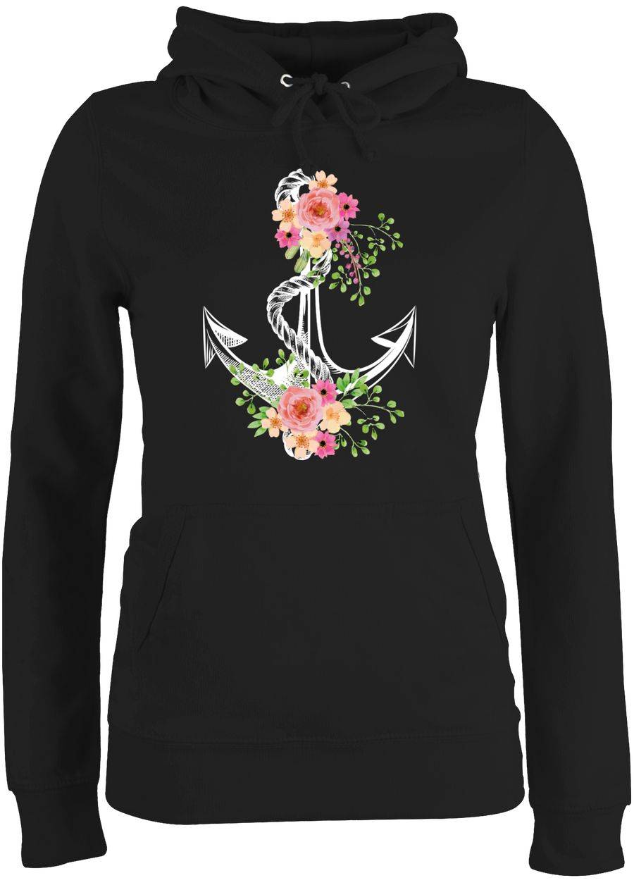 Shirtracer Blumiger Anker - Weiß: T-Shirt Turnbeutel Shirtracer