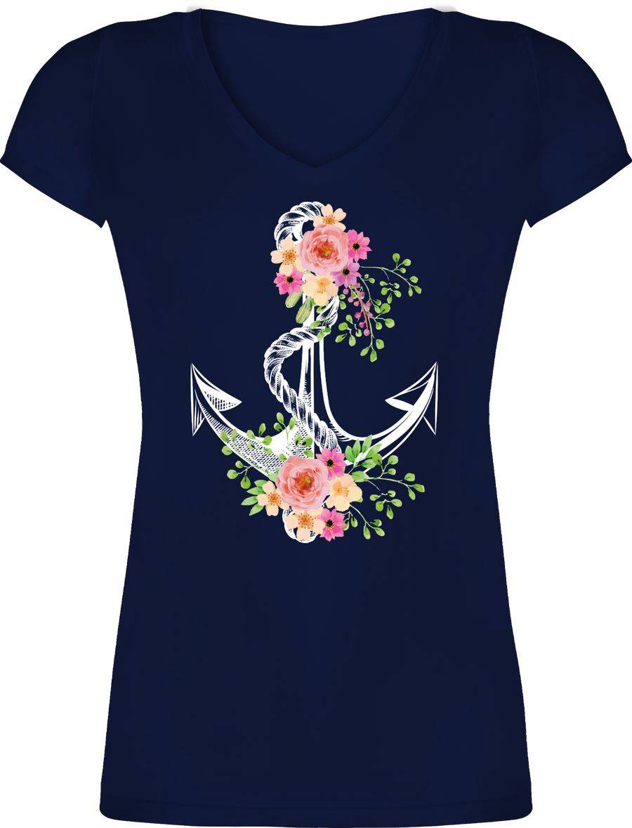 Shirtracer Blumiger Anker - Weiß: T-Shirt Turnbeutel Shirtracer