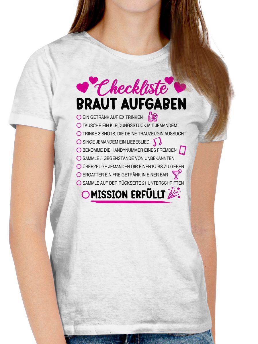 Shirtracer Braut Aufgaben I Mutprobe Checkliste Shirts & Mehr Shirtracer