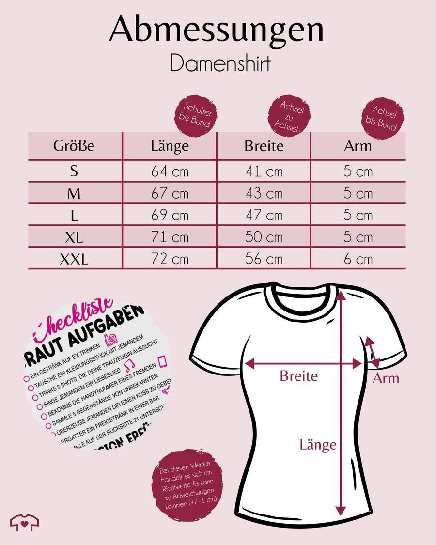 Shirtracer Braut Aufgaben I Mutprobe Checkliste Shirts & Mehr Shirtracer