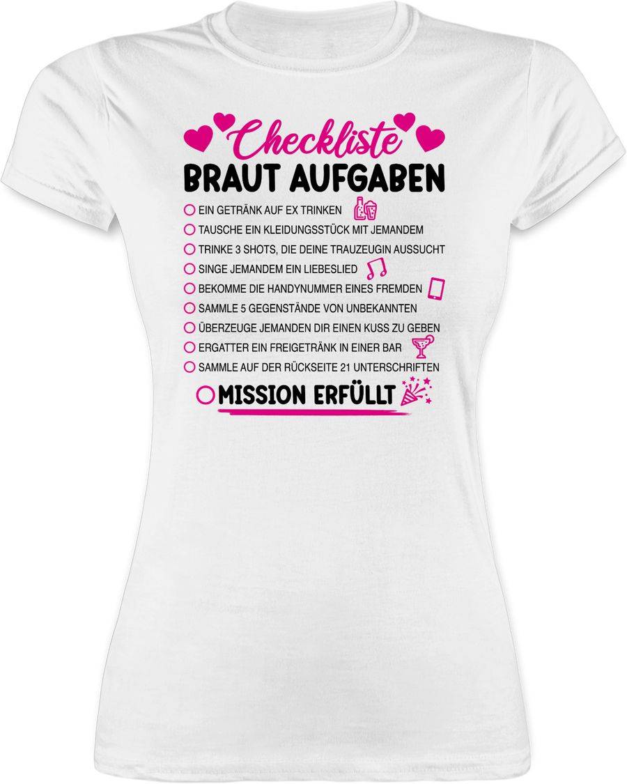 Shirtracer Braut Aufgaben I Mutprobe Checkliste Shirts & Mehr Shirtracer