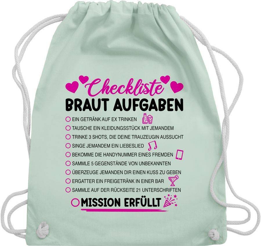Shirtracer Braut Aufgaben I Mutprobe Checkliste Shirts & Mehr Shirtracer