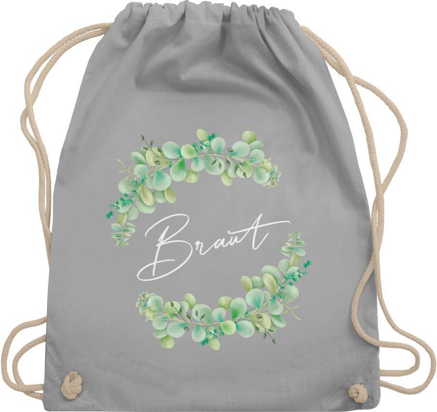 Shirtracer Braut Eukalyptus filigrane Schrift weiß: Tshirt Gym Bag Shirtracer