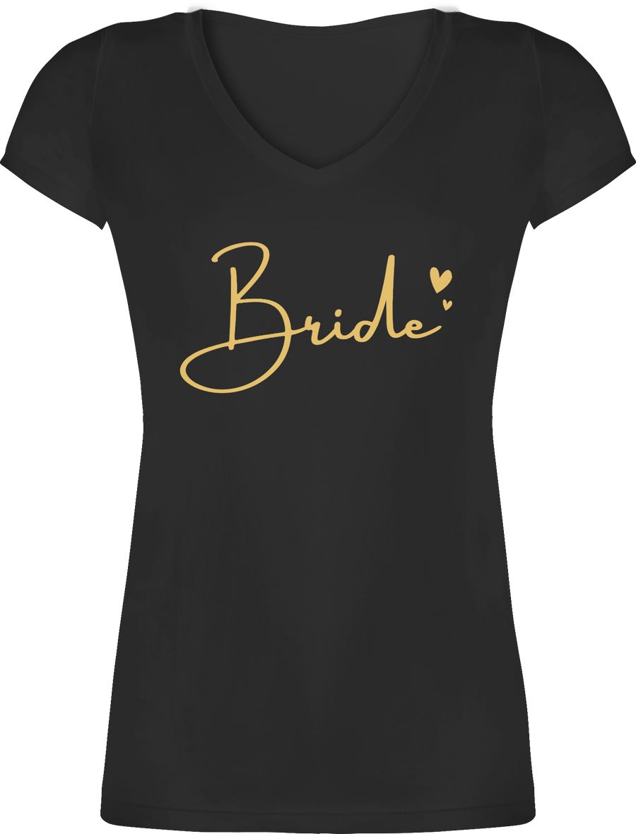 Shirtracer Bride mit Herzchen gold: Tshirt Turnbeutel Shirtracer