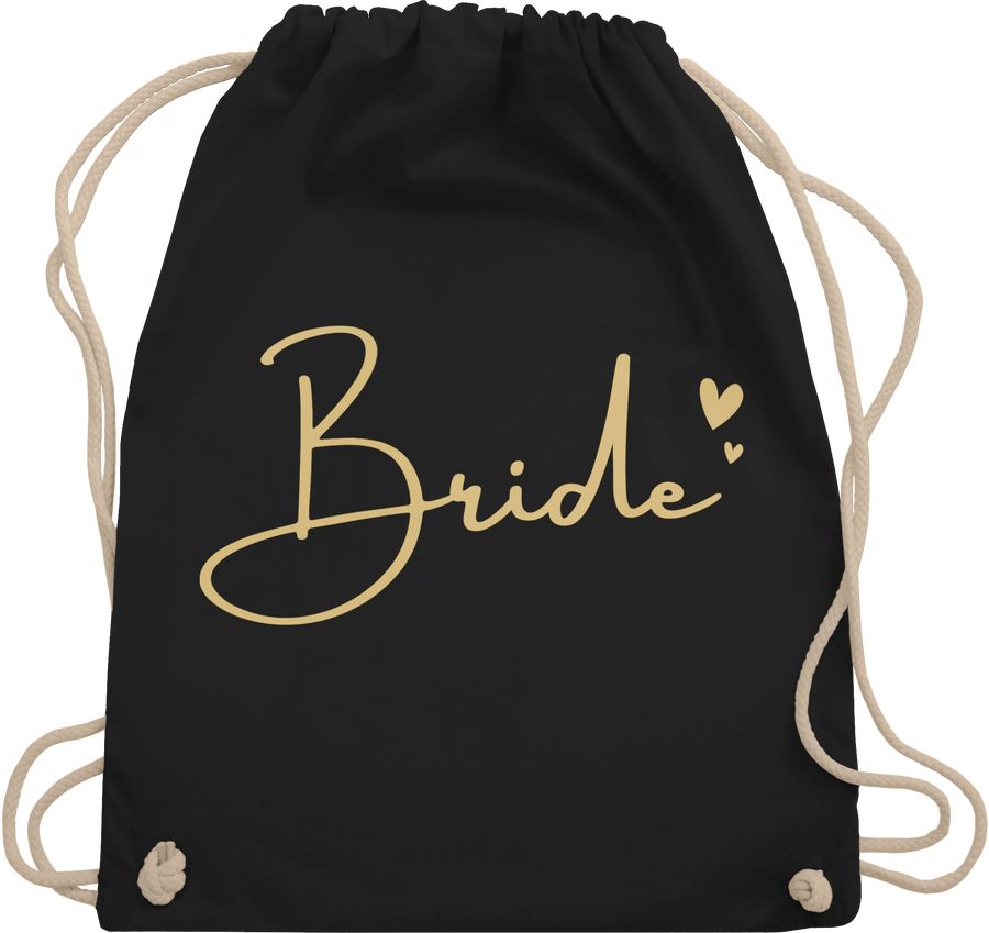 Shirtracer Bride mit Herzchen gold: Tshirt Turnbeutel Shirtracer