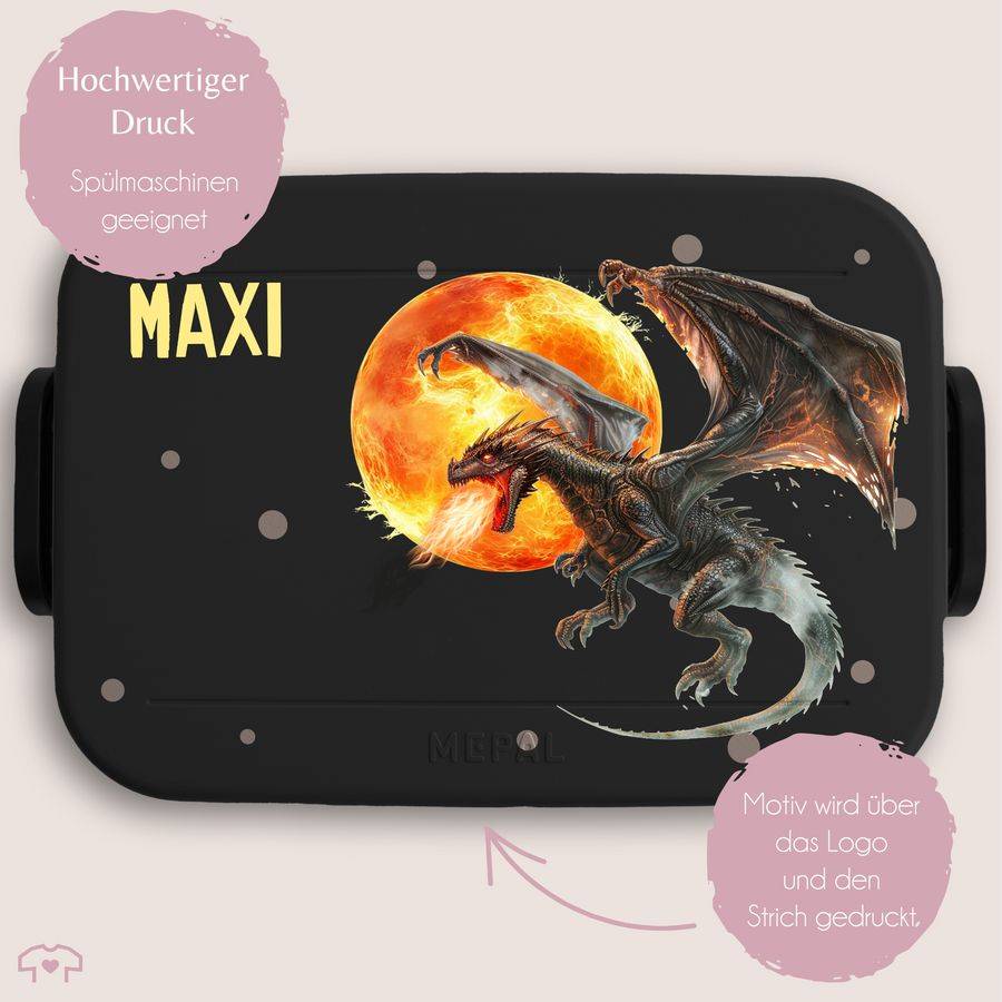 Shirtracer Brotdose Mit Drachen Für Jungen Personalisierbar Mit Namen Geschenk Für Den Schulstart Und Kindergarten Shirtracer
