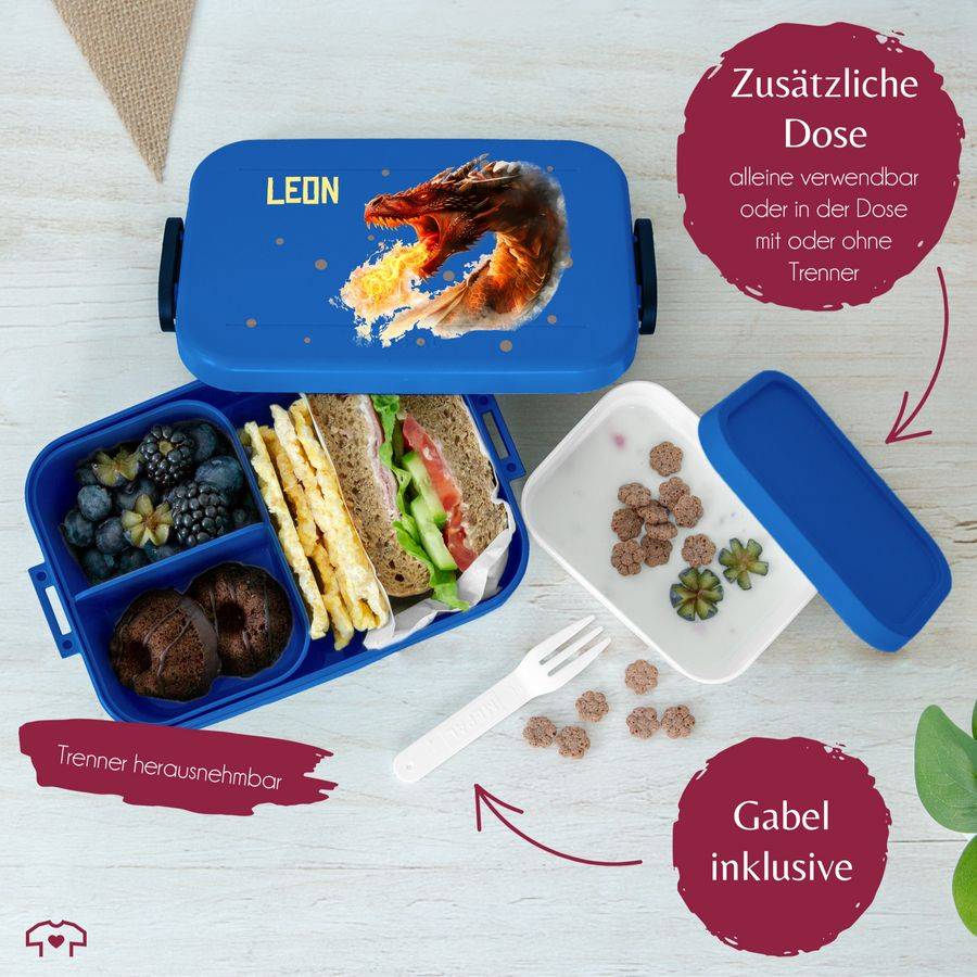 Shirtracer Brotdose Mit Feuerspeiendem Drachen Für Kinder Personalisierbar Mit Namen Geschenk Für Den Schulstart Und Kindergarten Shirtracer