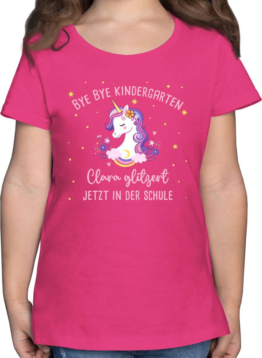 Shirtracer Bye Bye Kindergarten glitzer jetzt in der Schule: Tshirt Rucksack Shirtracer