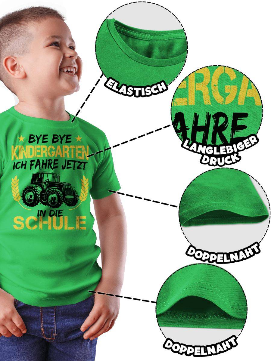 Shirtracer Bye Bye Kindergarten Ich Fahre Jetzt In Die Schule Traktor Schwarz Orange: Tshir Shirtracer