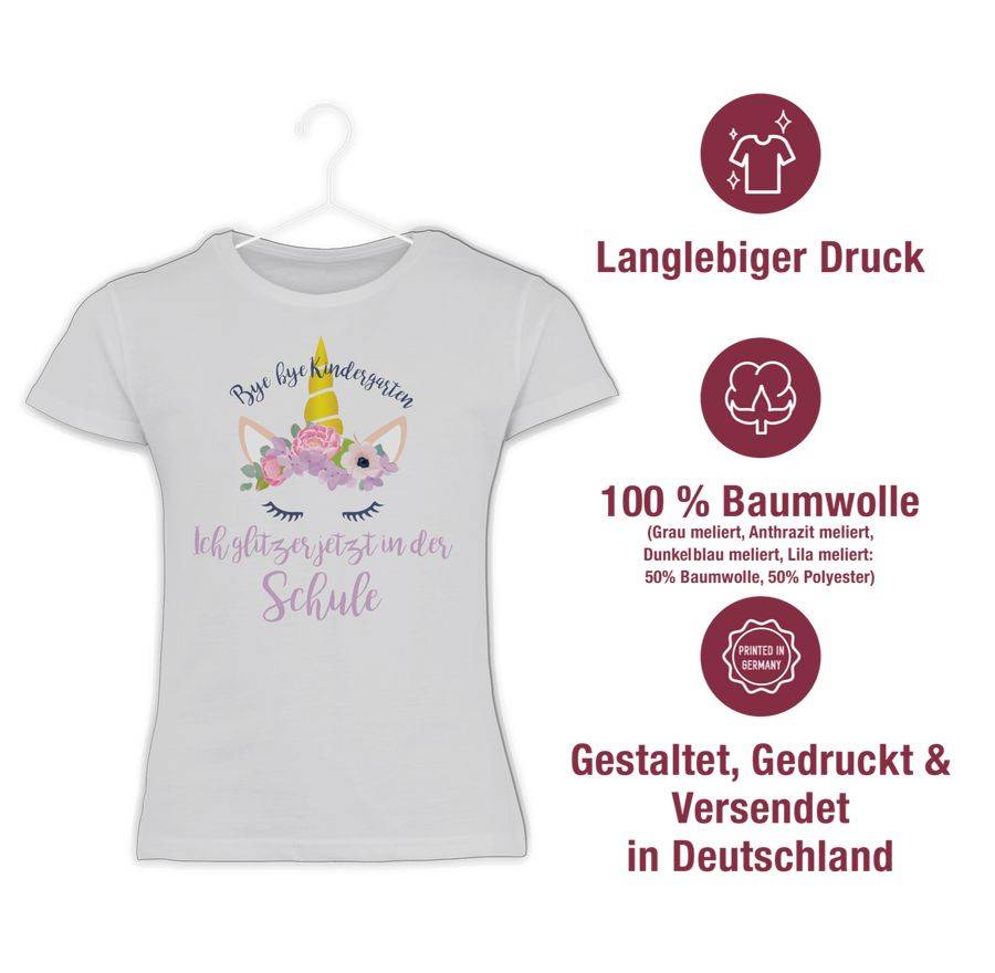 Shirtracer Bye Bye Kindergarten Ich Glitzer Jetzt In Der Schule Blumen Shirts & Mehr Shirtracer