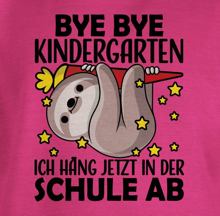 Shirtracer Bye Bye Kindergarten Ich Hänge Jetzt In Der Schule Ab Mit Faultier - Schwarz S Shirtracer