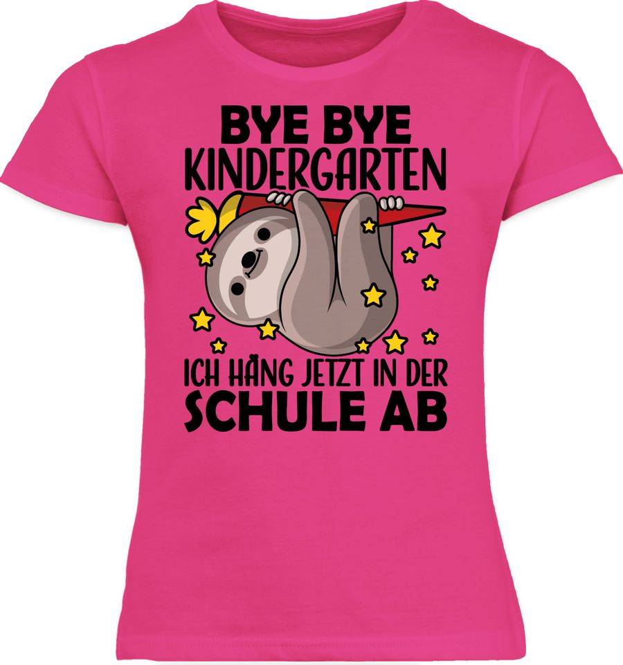 Shirtracer Bye Bye Kindergarten ich hänge jetzt in der Schule ab mit Faultier - schwarz S Shirtracer