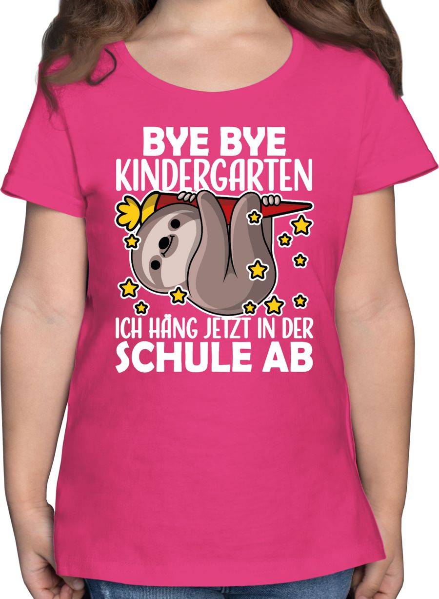 Shirtracer Bye Bye Kindergarten ich hänge jetzt in der Schule ab mit Faultier - weiß: Tshir Shirtracer