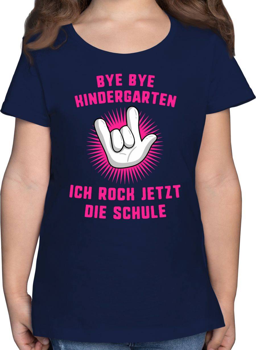Shirtracer Bye Bye Kindergarten ich rock jetzt die Schule fuchsia Shirts & Mehr Shirtracer