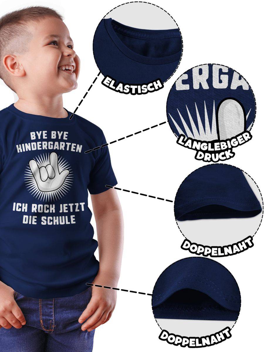 Shirtracer Bye Bye Kindergarten Ich Rock Jetzt Die Schule Hand: T-Shirt Rucksack Shirtracer