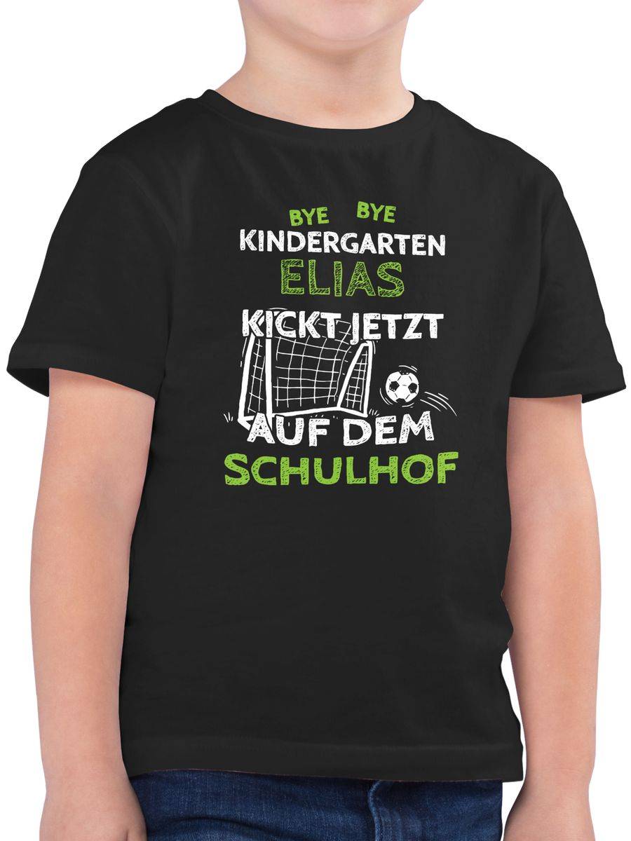 Shirtracer Bye Bye Kindergarten - kickt jetzt auf dem Schulhof - Fußball Tor - weiß Shirt Shirtracer