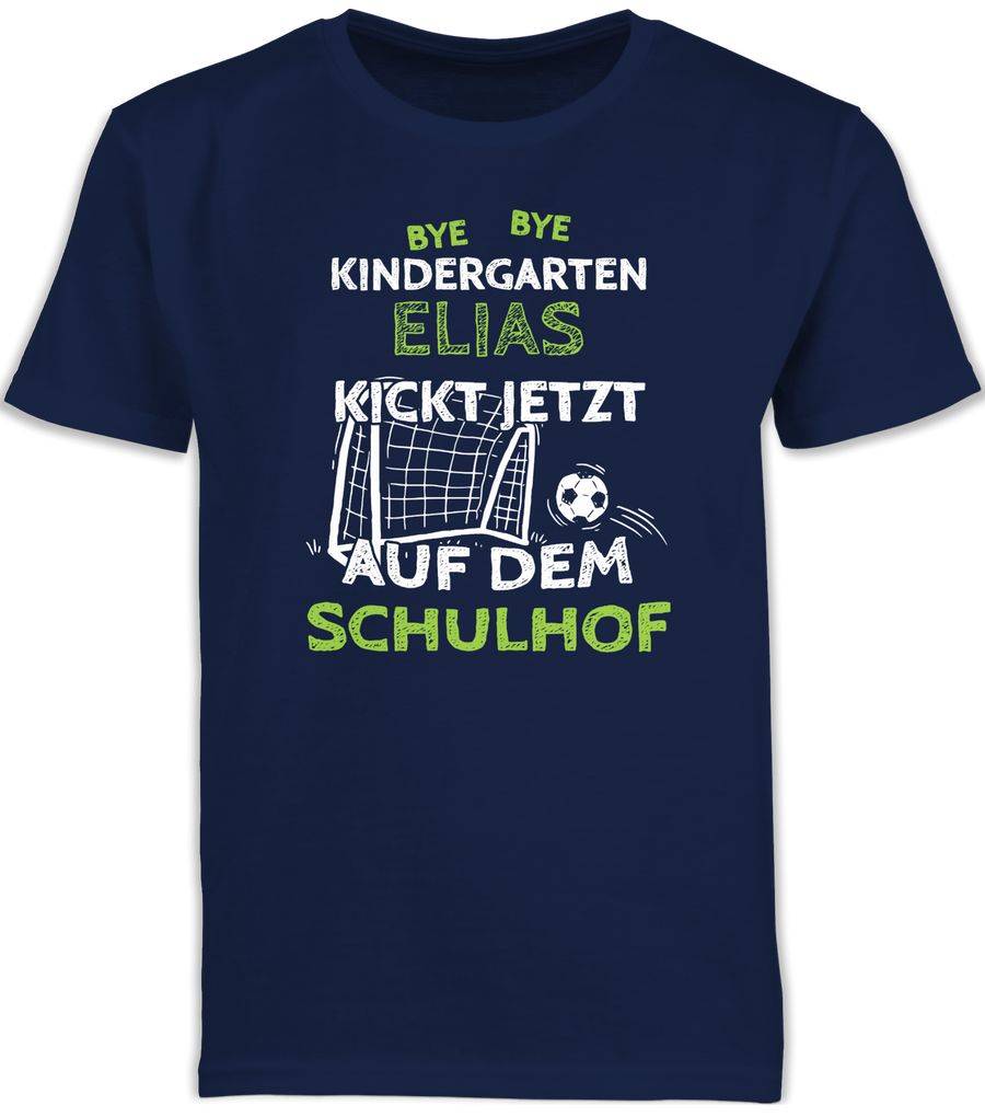 Shirtracer Bye Bye Kindergarten - kickt jetzt auf dem Schulhof - Fußball Tor - weiß Shirt Shirtracer