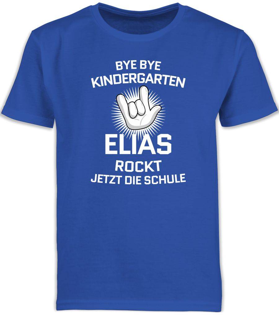 Shirtracer Bye Bye Kindergarten - rockt jetzt die Schule - Rock Hand - weiß: Tshirt Gym Bag Shirtracer