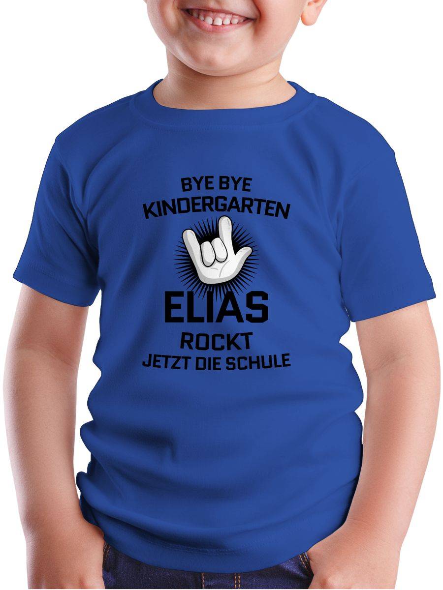 Shirtracer Bye Bye Kindergarten - Rockt Jetzt Die Schule: T-Shirt Turnbeutel Shirtracer
