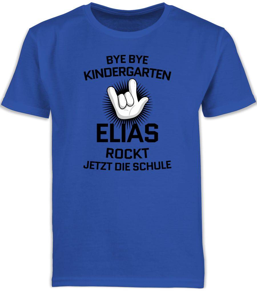 Shirtracer Bye Bye Kindergarten - rockt jetzt die Schule: T-Shirt Turnbeutel Shirtracer