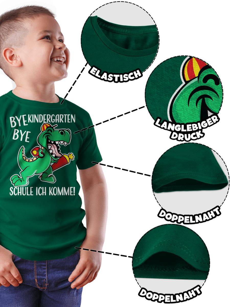 Shirtracer Bye Bye Kindergarten - Schule Ich Komme! Mit Dinosaurier - Weiß Shirts & Mehr Shirtracer