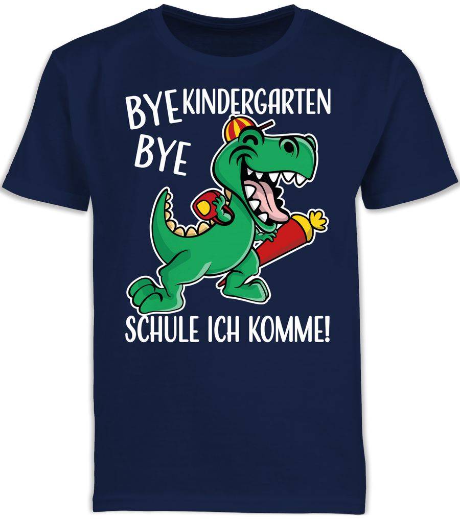 Shirtracer Bye Bye Kindergarten - Schule ich komme! mit Dinosaurier - weiß Shirts & Mehr Shirtracer