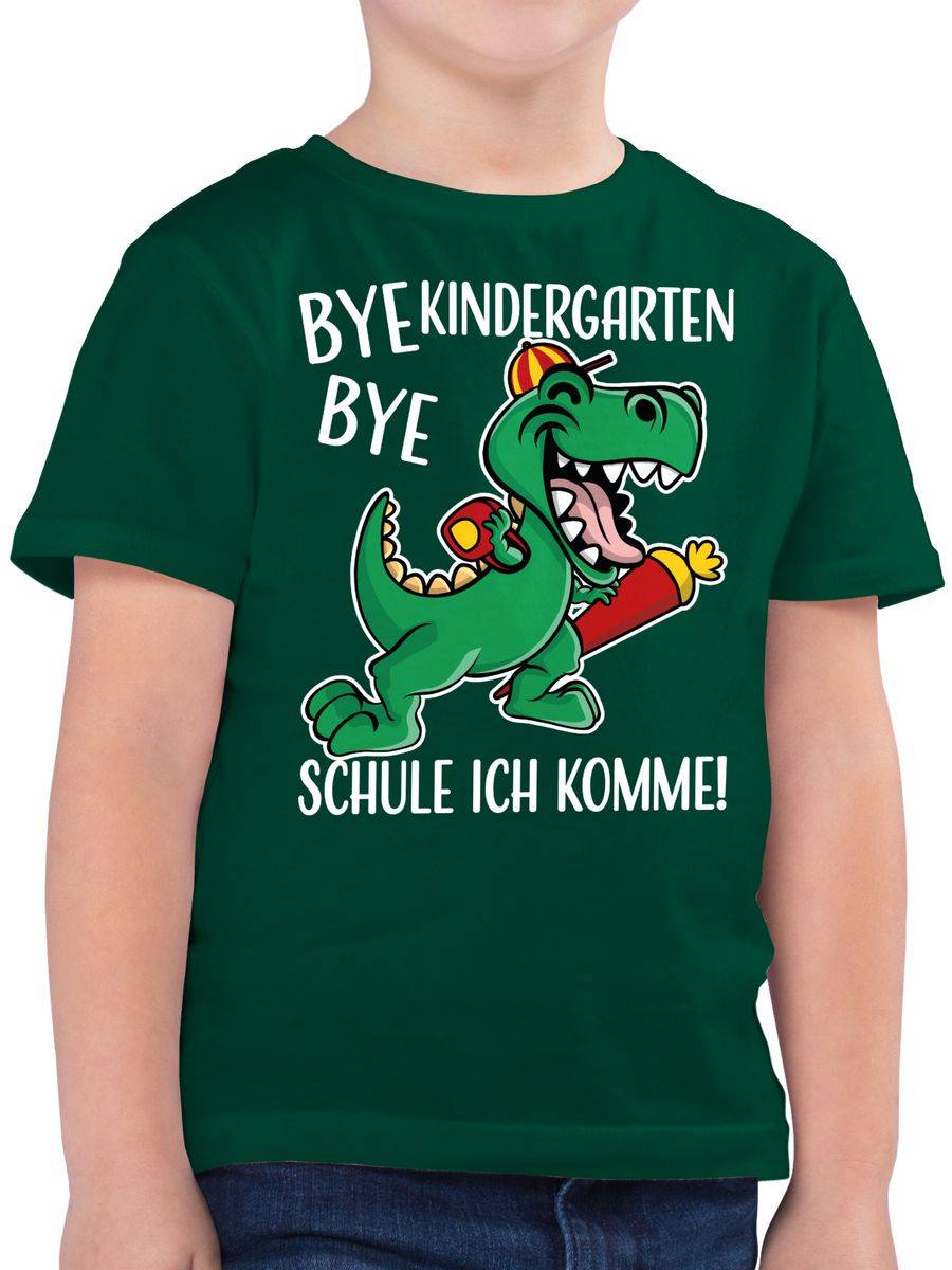 Shirtracer Bye Bye Kindergarten - Schule ich komme! mit Dinosaurier - weiß Shirts & Mehr Shirtracer