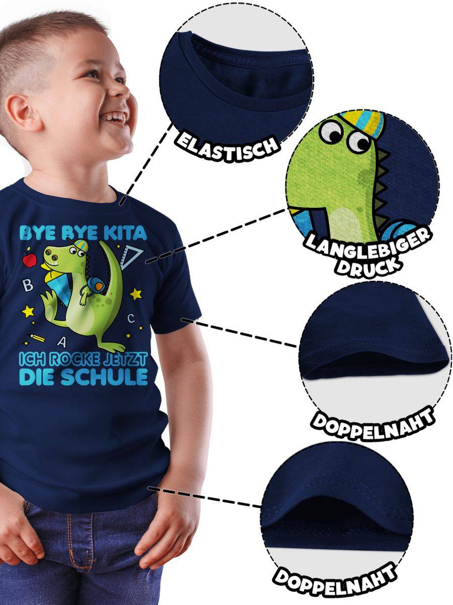 Shirtracer Bye Bye Kita Ich Rocke Jetzt Die Schule Dino Schultüte Shirts & Mehr Shirtracer