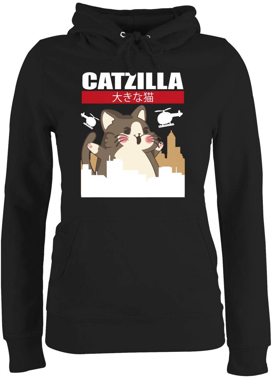 Shirtracer Catzilla - Big Cat- weiß/rot Shirts & Mehr Shirtracer