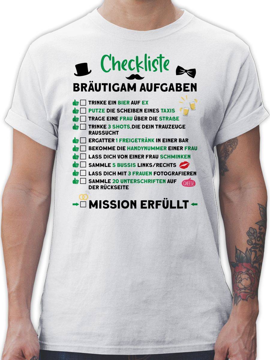 Shirtracer Checkliste Bräutigam Aufgaben JGA: Tshirt Rucksack Shirtracer