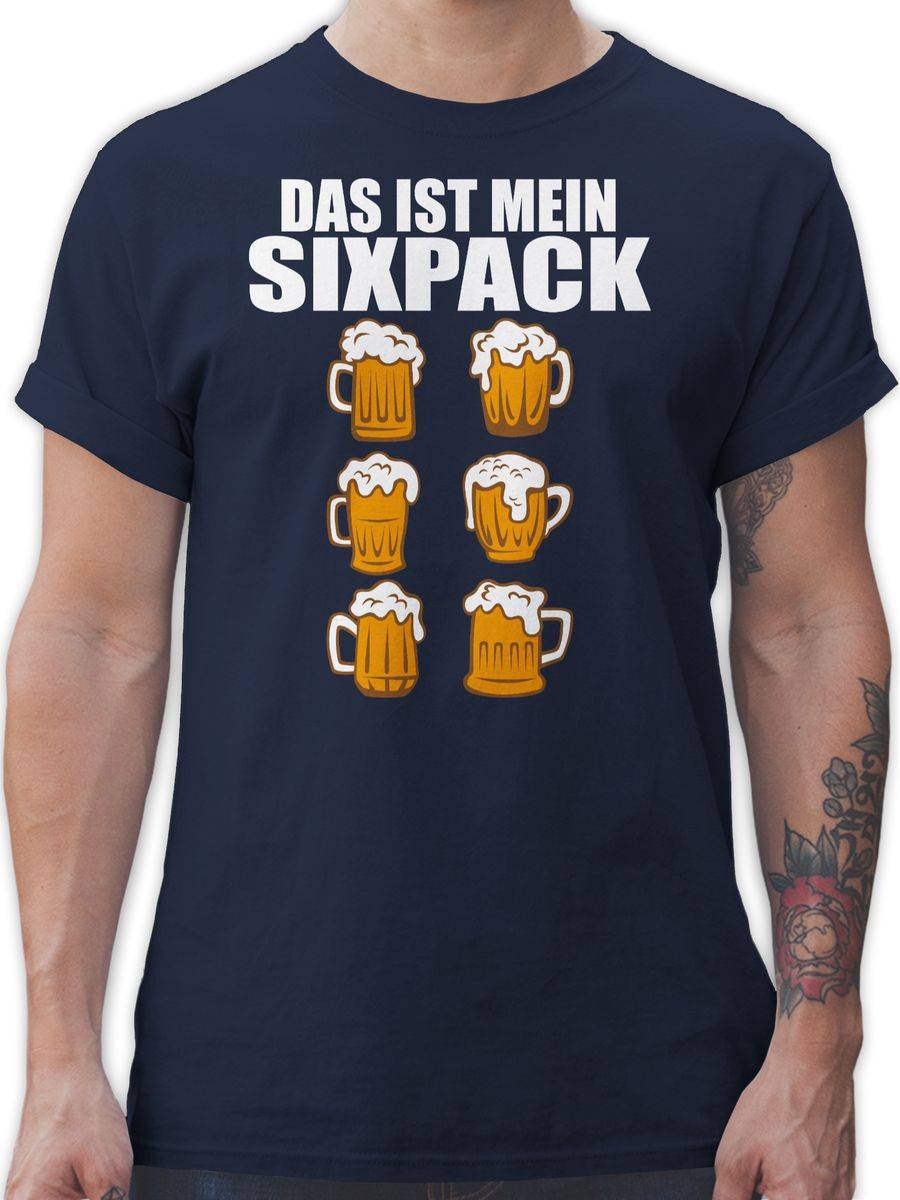 Shirtracer Das ist mein Sixpack - Bier - weiß: T-Shirt Turnbeutel Shirtracer