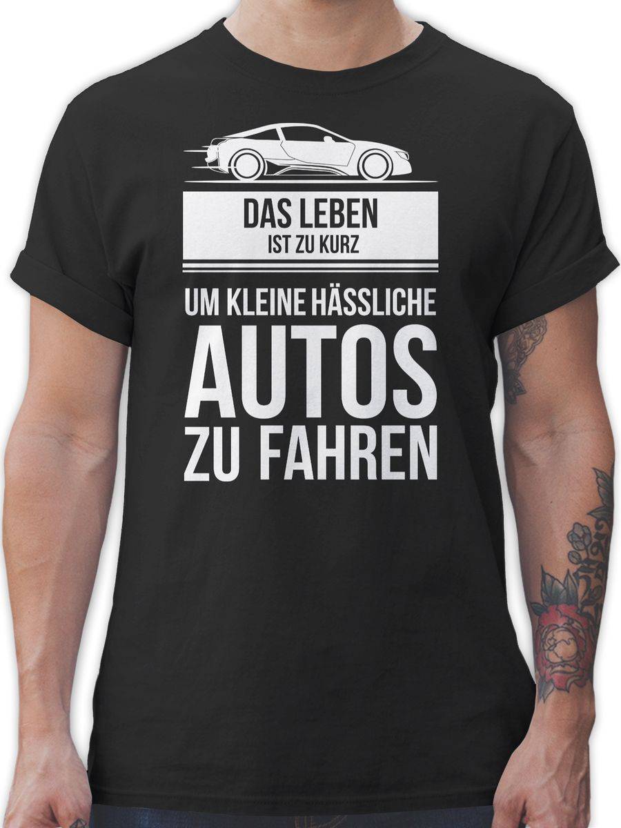 Shirtracer das leben ist zu kurz um kleine hässliche autos zu fahren: T-Shirt Turnbeutel Shirtracer