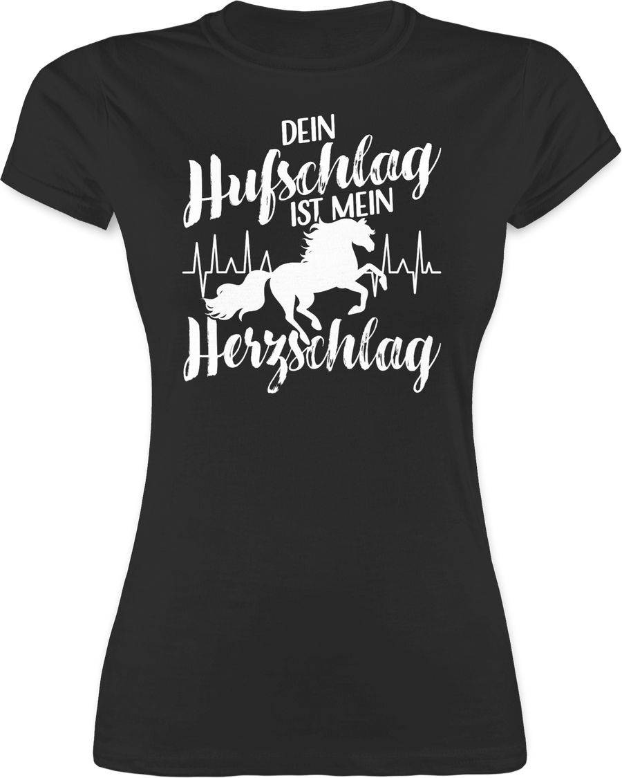 Shirtracer Dein Hufschlag ist mein Herzschlag Schriftzug - weiß: T-Shirt Turnbeutel Shirtracer