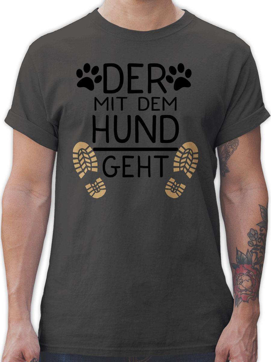Shirtracer Der mit dem Hund geht - schwarz: T-Shirt Rucksack Shirtracer